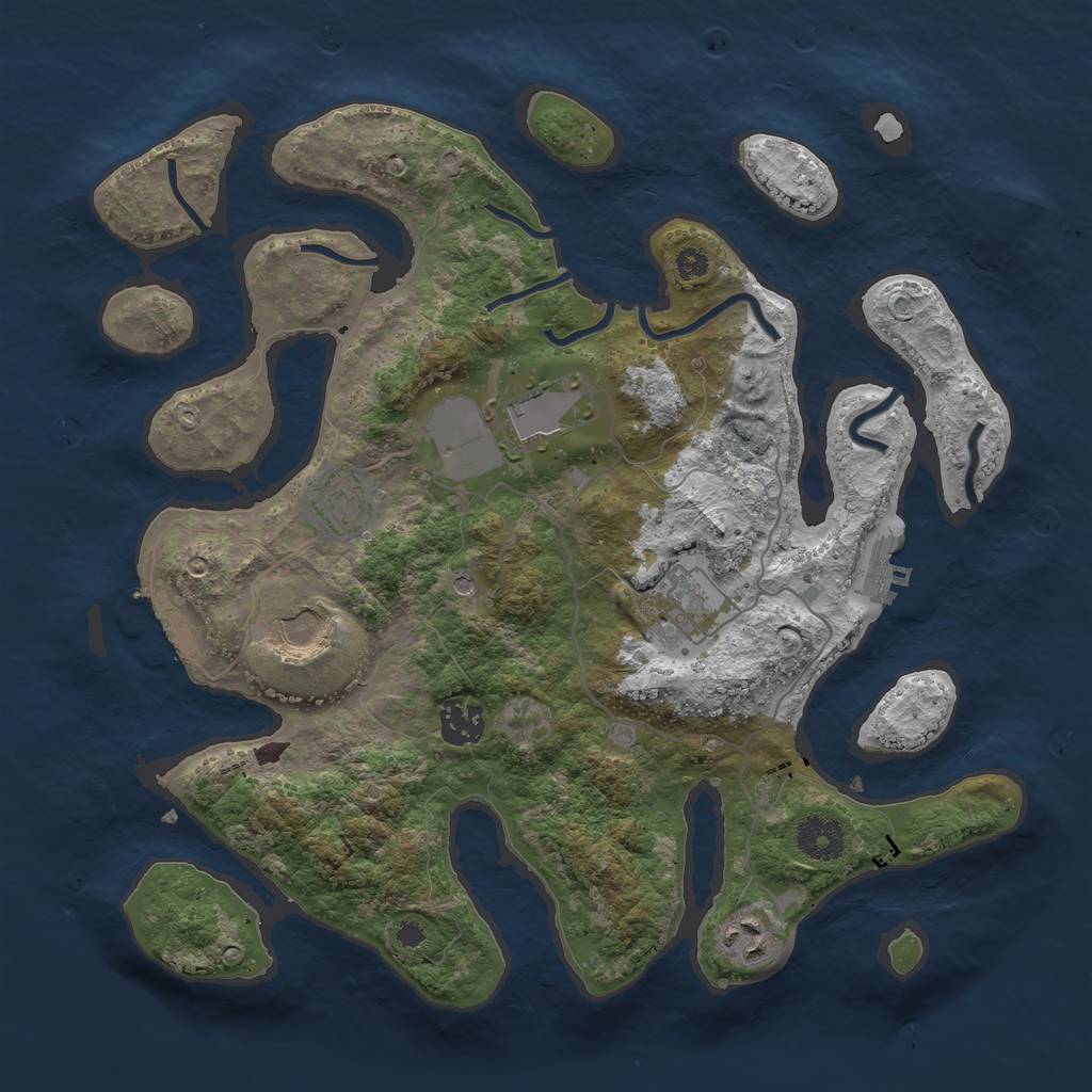 Rust Map: Procedural Map, Size: 3500, Seed: 41930187, 11 Monuments