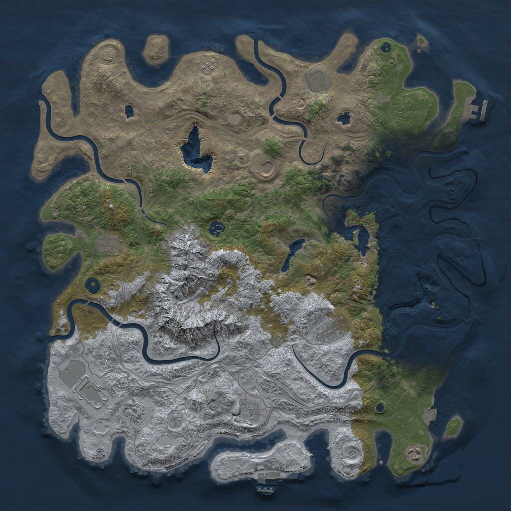 Rust Map: Procedural Map, Size: 5000, Seed: 34473, 16 Monuments