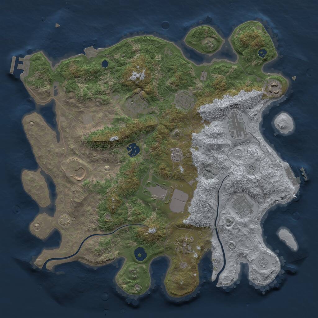 Rust Map: Procedural Map, Size: 3700, Seed: 471143769, 16 Monuments