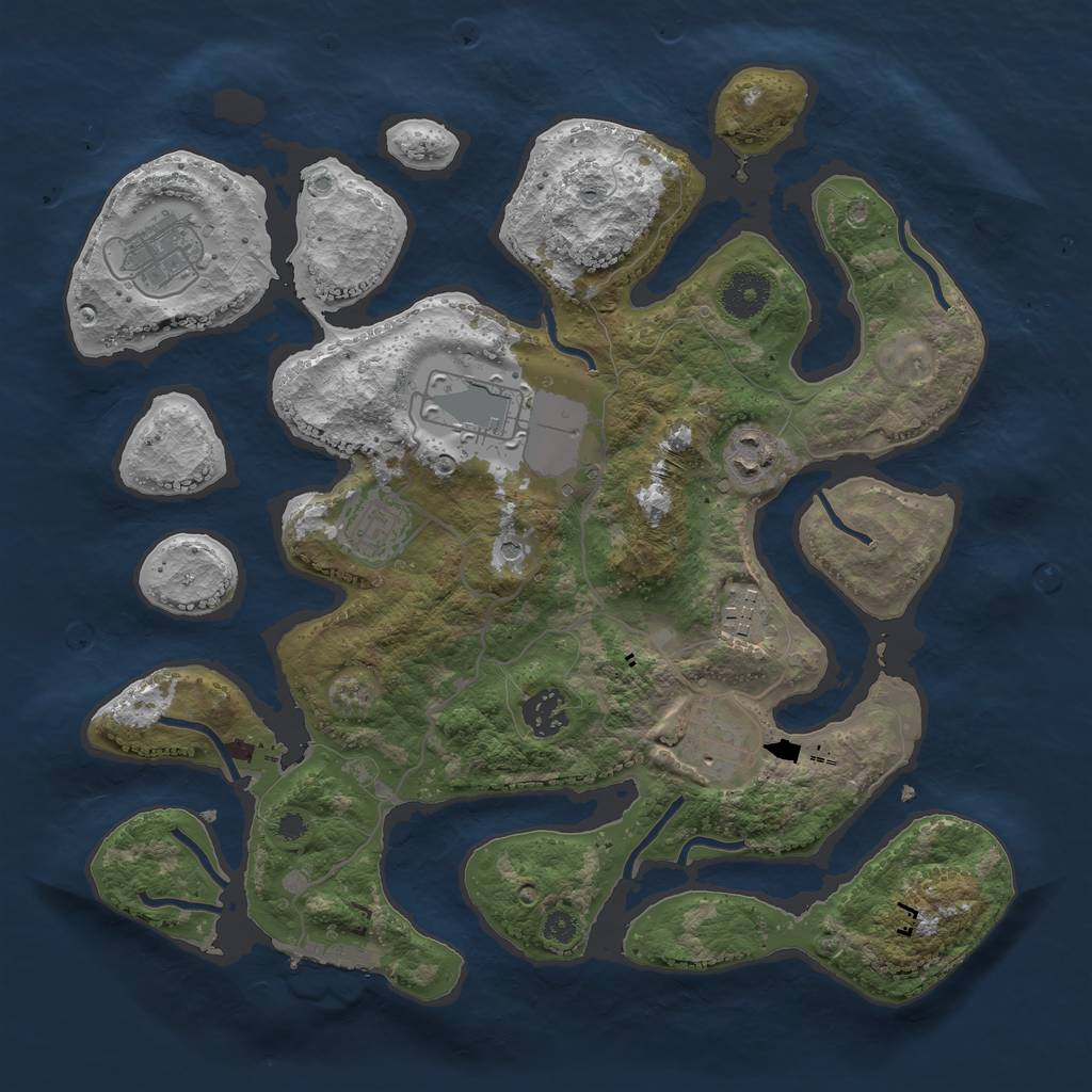 Rust Map: Procedural Map, Size: 3500, Seed: 642635718, 11 Monuments