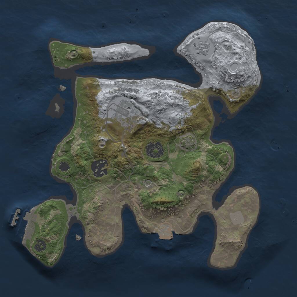 Rust Map: Procedural Map, Size: 2500, Seed: 3245908, 7 Monuments