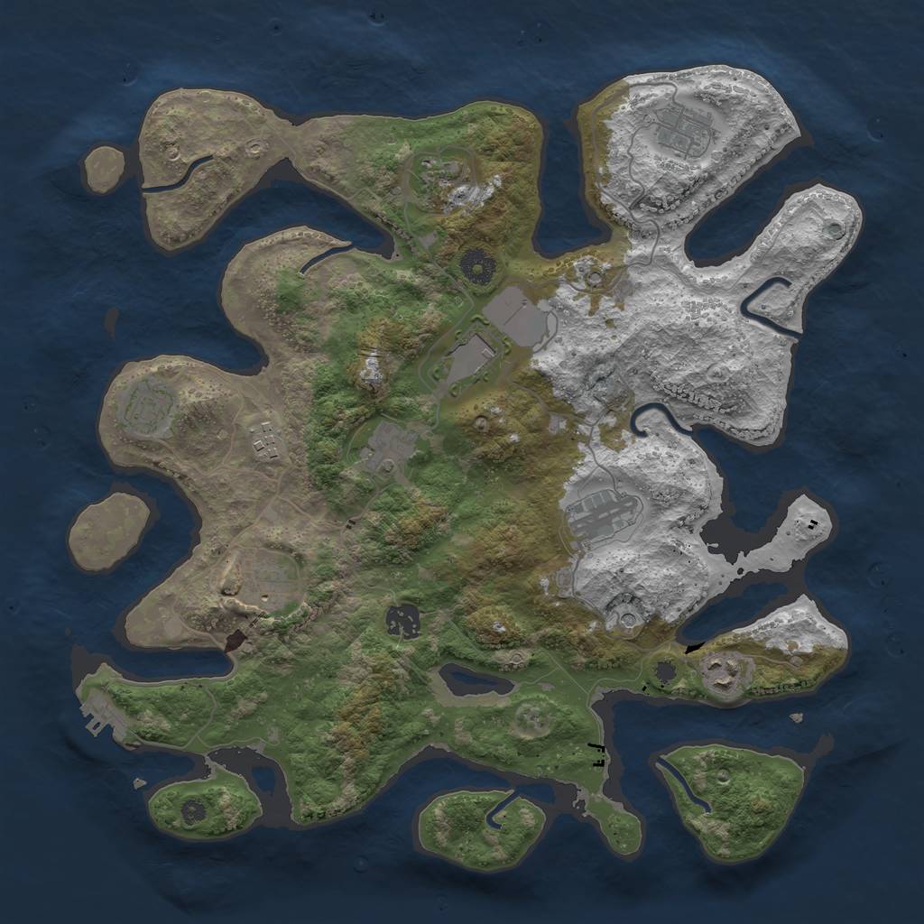Rust Map: Procedural Map, Size: 3850, Seed: 630955145, 14 Monuments