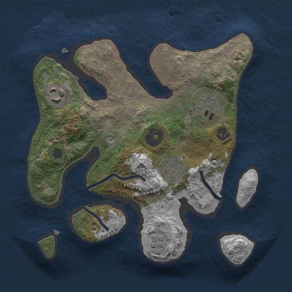 Rust Map: Procedural Map, Size: 2400, Seed: 152345, 7 Monuments