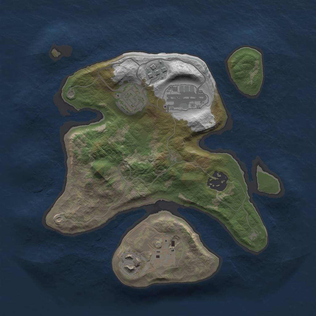 Rust Map: Barren, Size: 2400, Seed: 1366258815, 8 Monuments