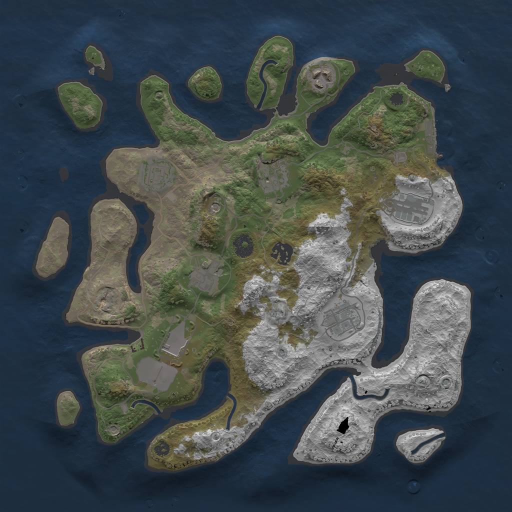 Rust Map: Procedural Map, Size: 3500, Seed: 1654982, 12 Monuments