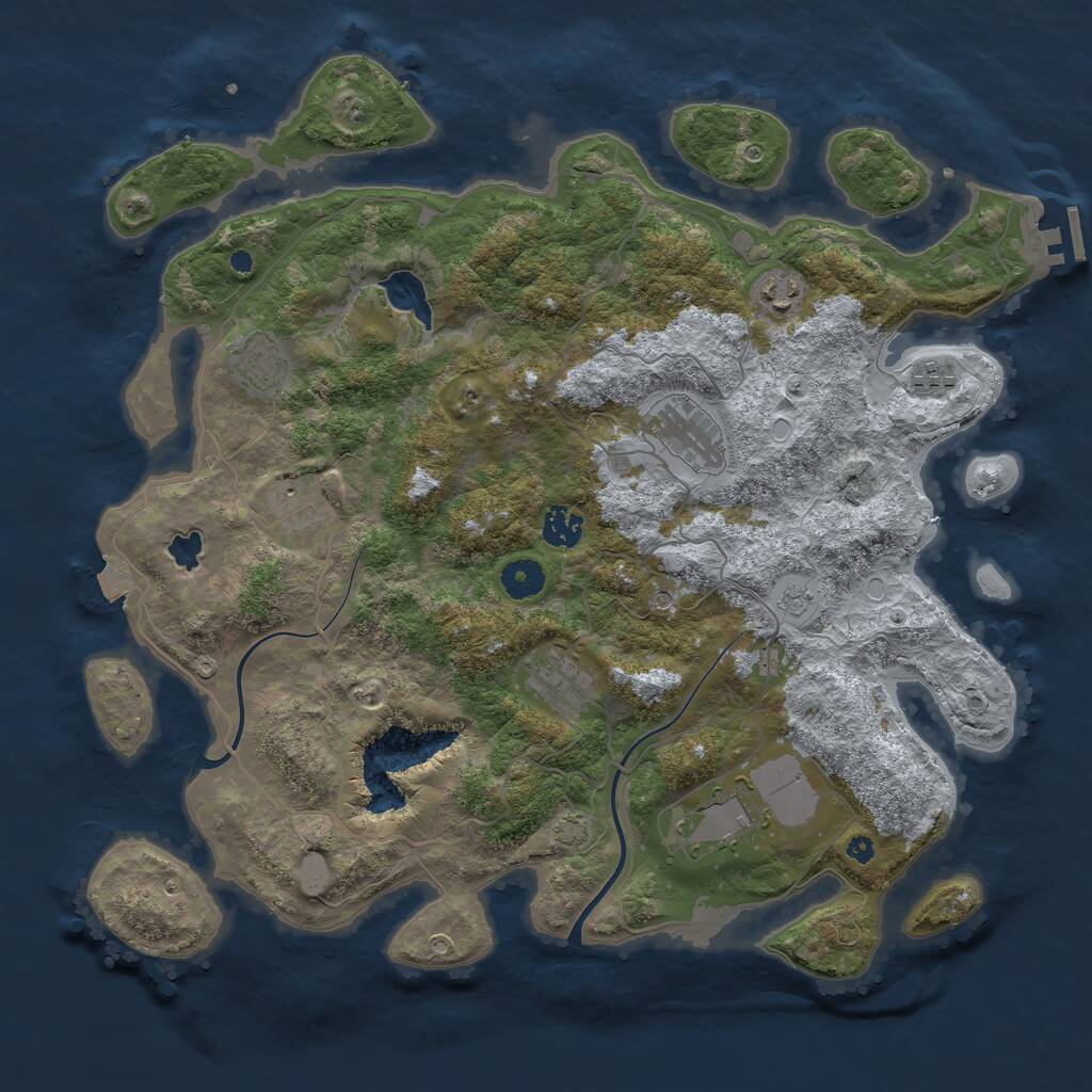 Rust Map: Procedural Map, Size: 4000, Seed: 99876, 13 Monuments