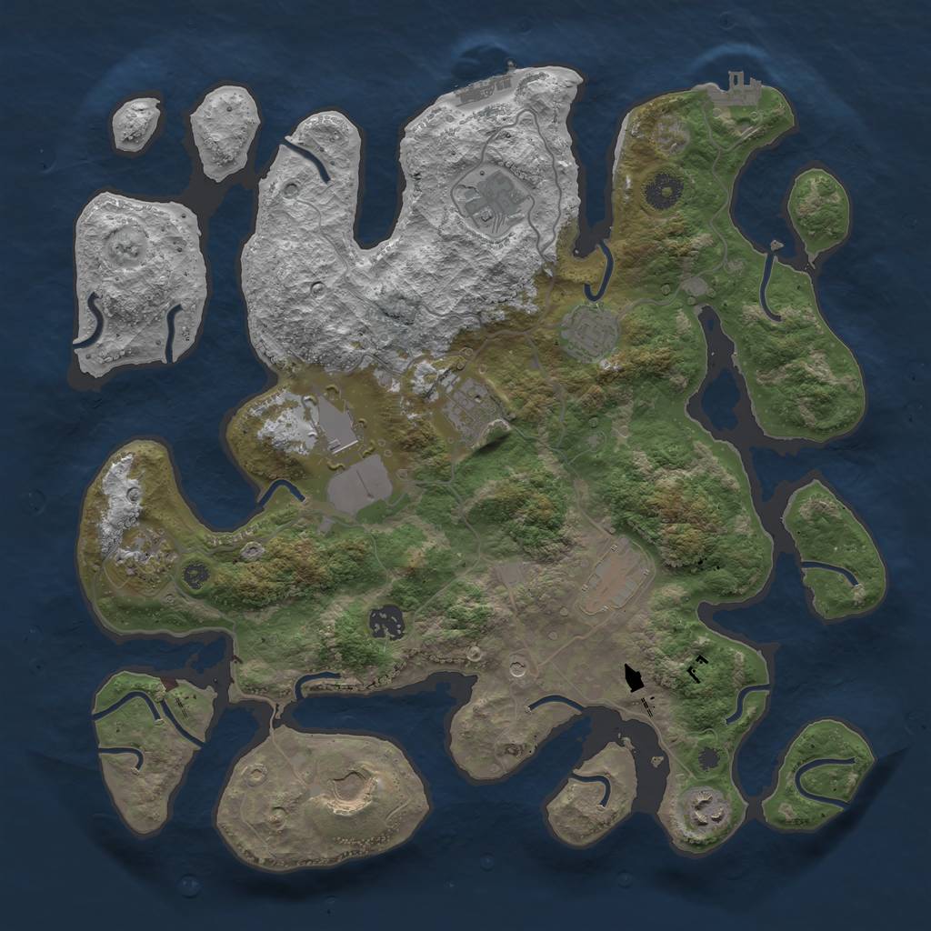 Rust Map: Procedural Map, Size: 3800, Seed: 82353234, 14 Monuments