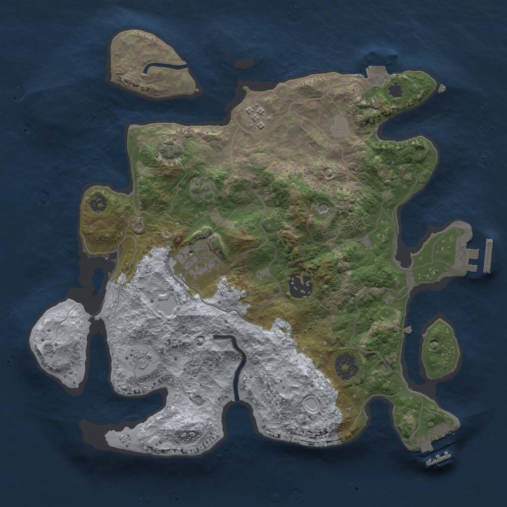 Rust Map: Procedural Map, Size: 3000, Seed: 2421878, 9 Monuments