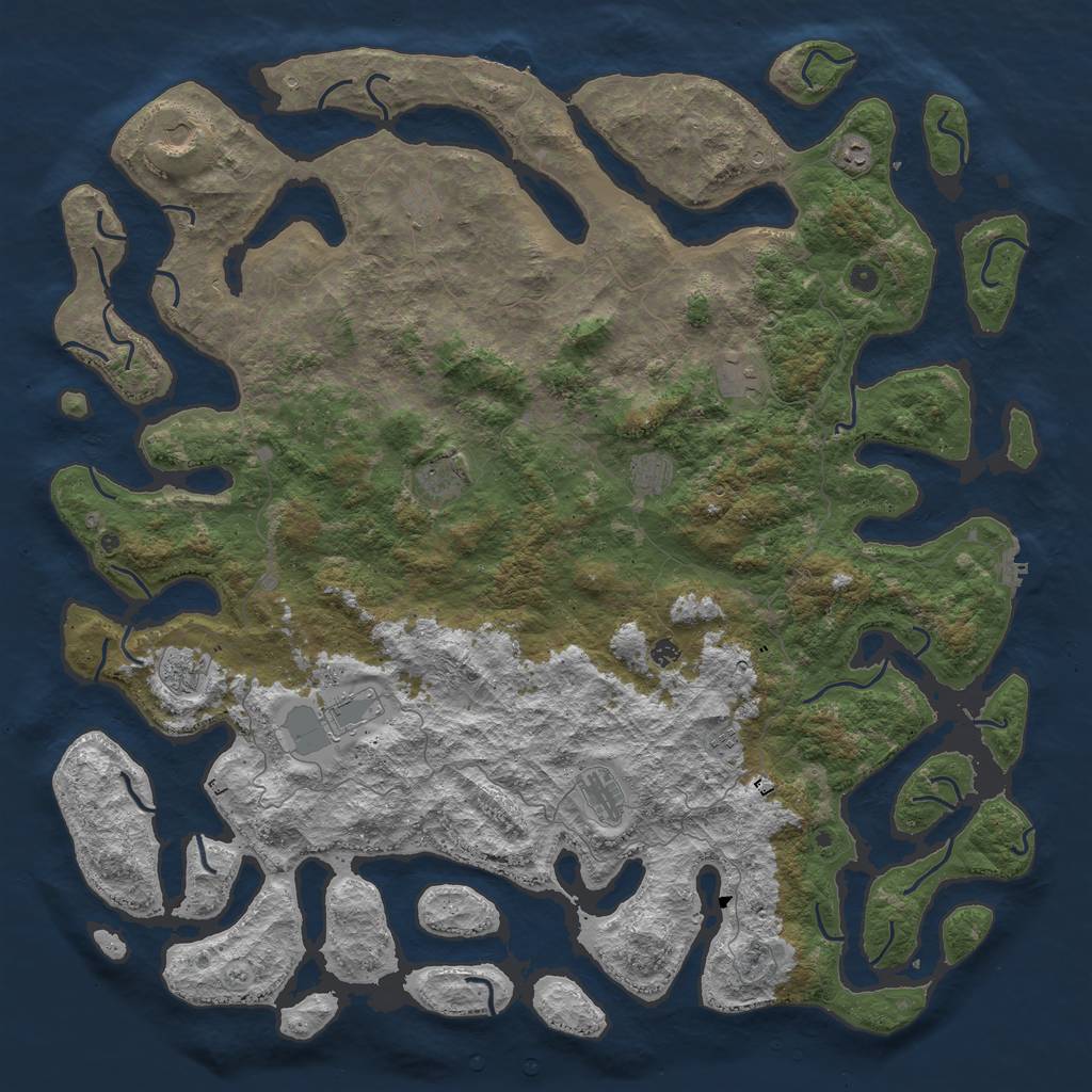 Rust Map: Procedural Map, Size: 6000, Seed: 835673041, 16 Monuments