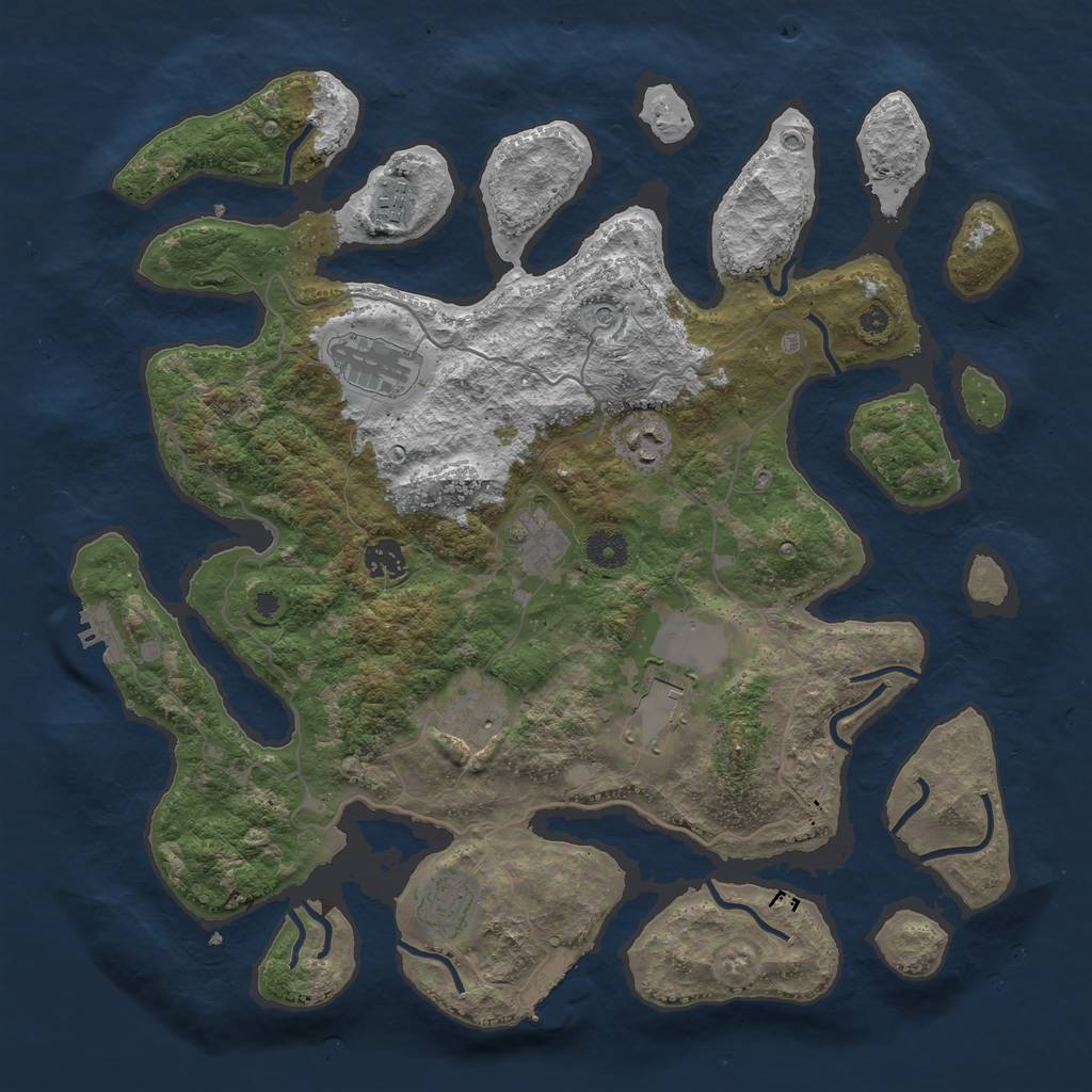 Rust Map: Procedural Map, Size: 4000, Seed: 255748755, 13 Monuments