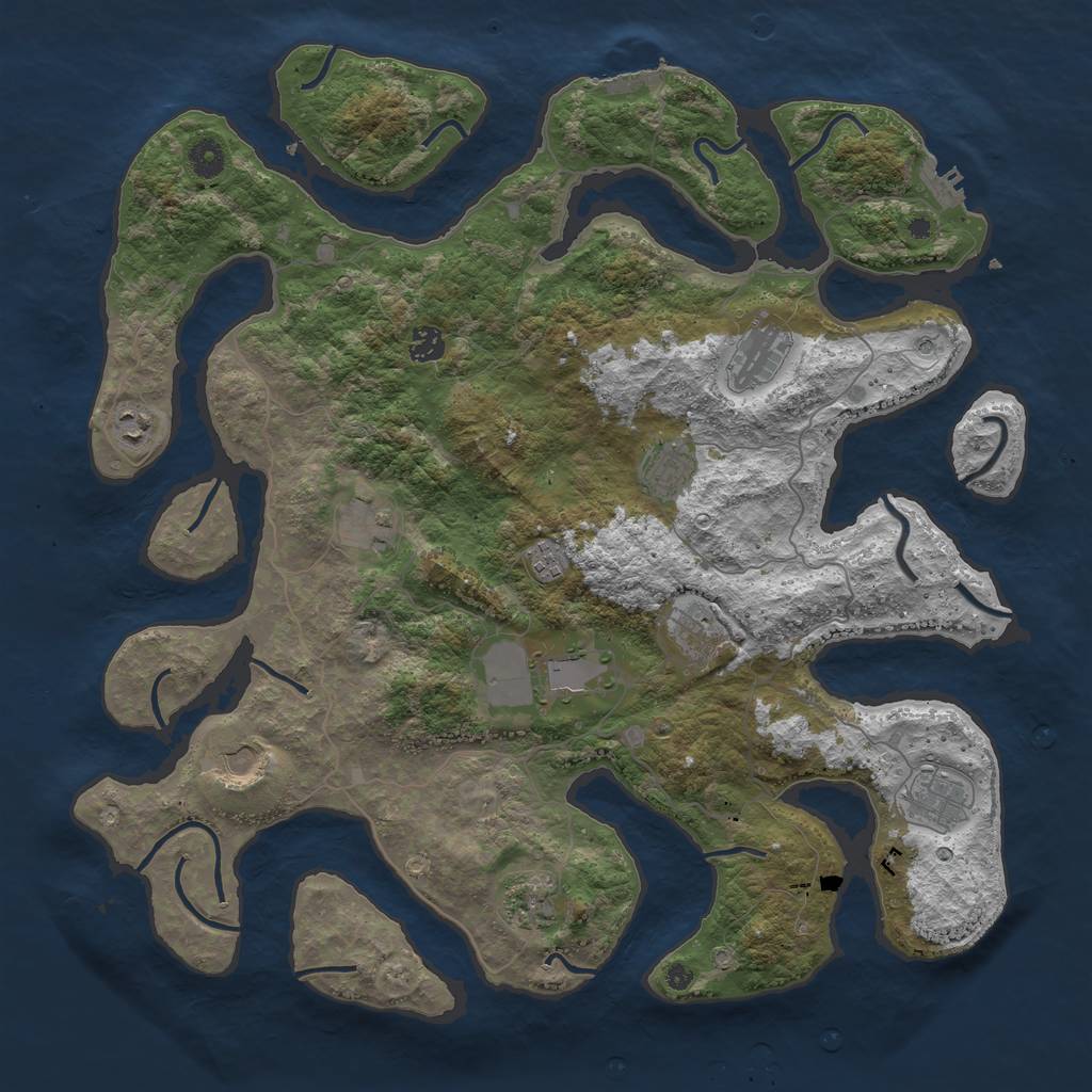 Rust Map: Procedural Map, Size: 4400, Seed: 5412374, 16 Monuments