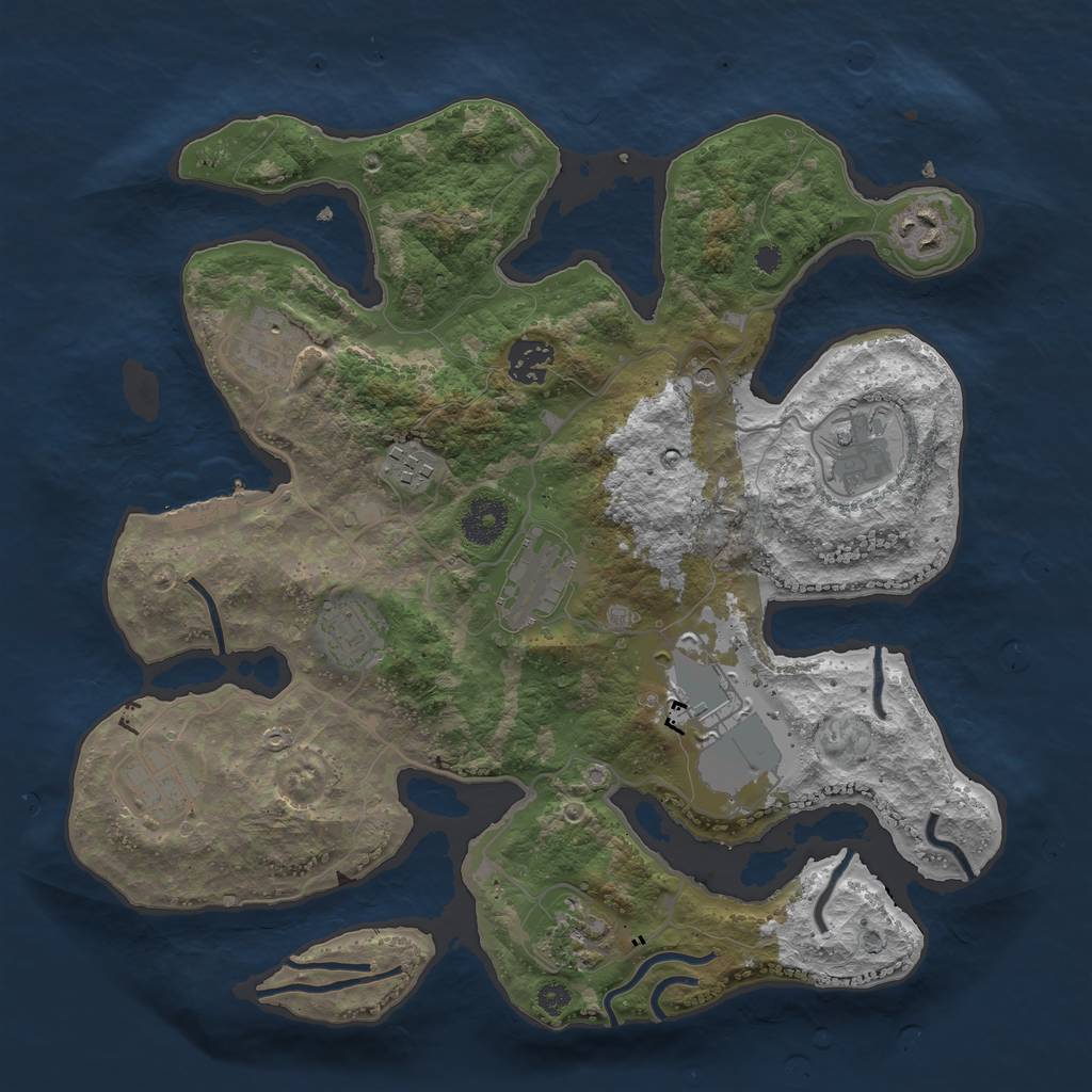 Rust Map: Procedural Map, Size: 3500, Seed: 1707580199, 14 Monuments