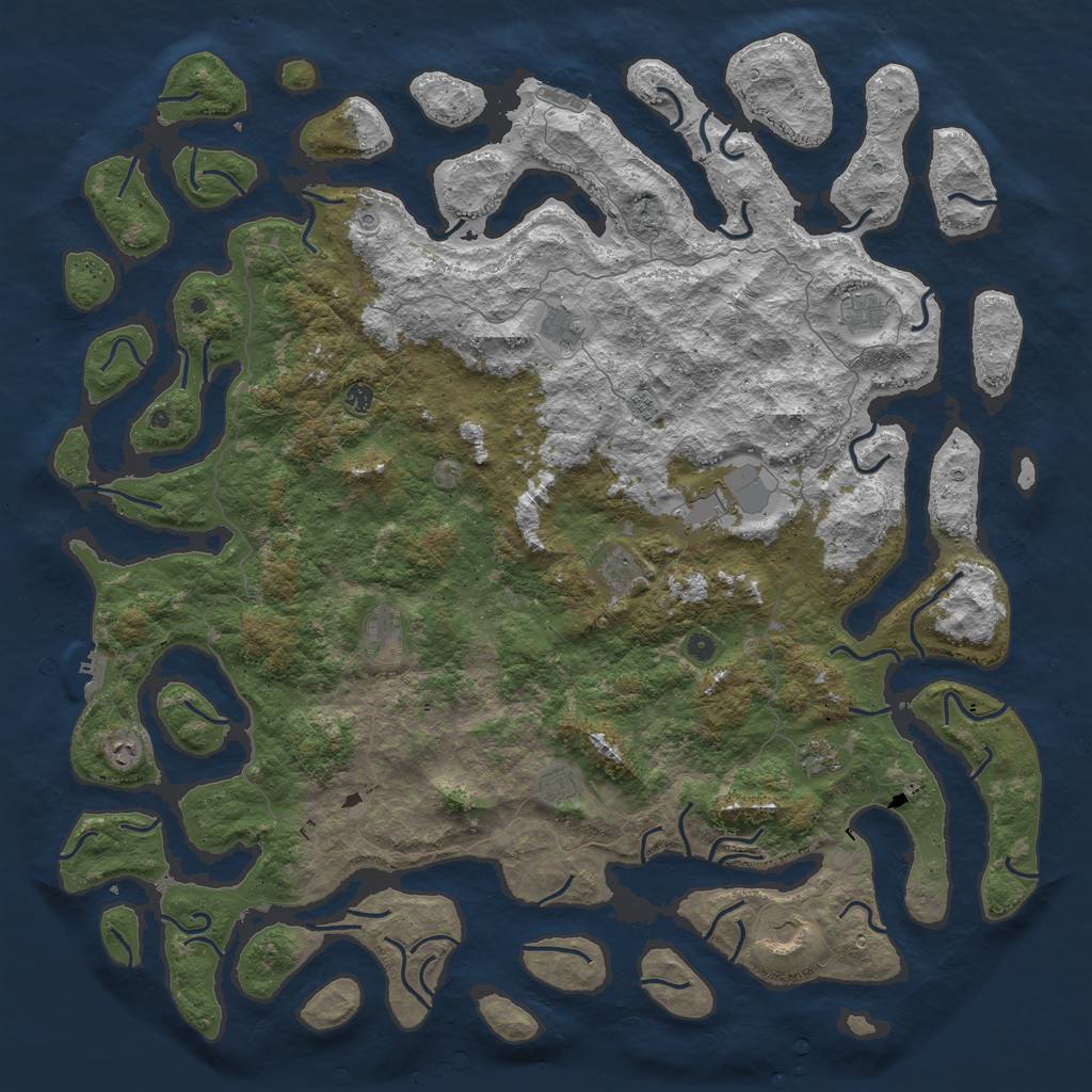 Rust Map: Procedural Map, Size: 6000, Seed: 634023876, 16 Monuments