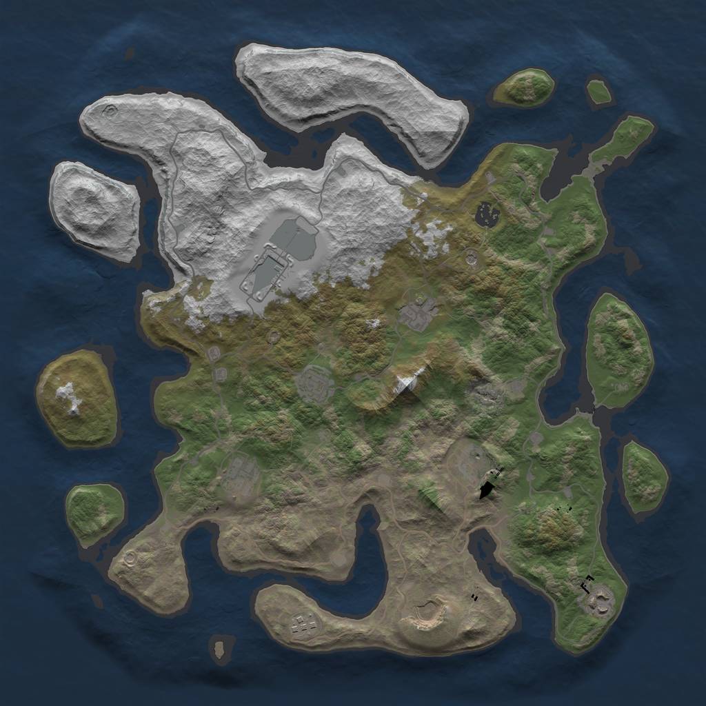 Rust Map: Barren, Size: 4300, Seed: 7145, 12 Monuments