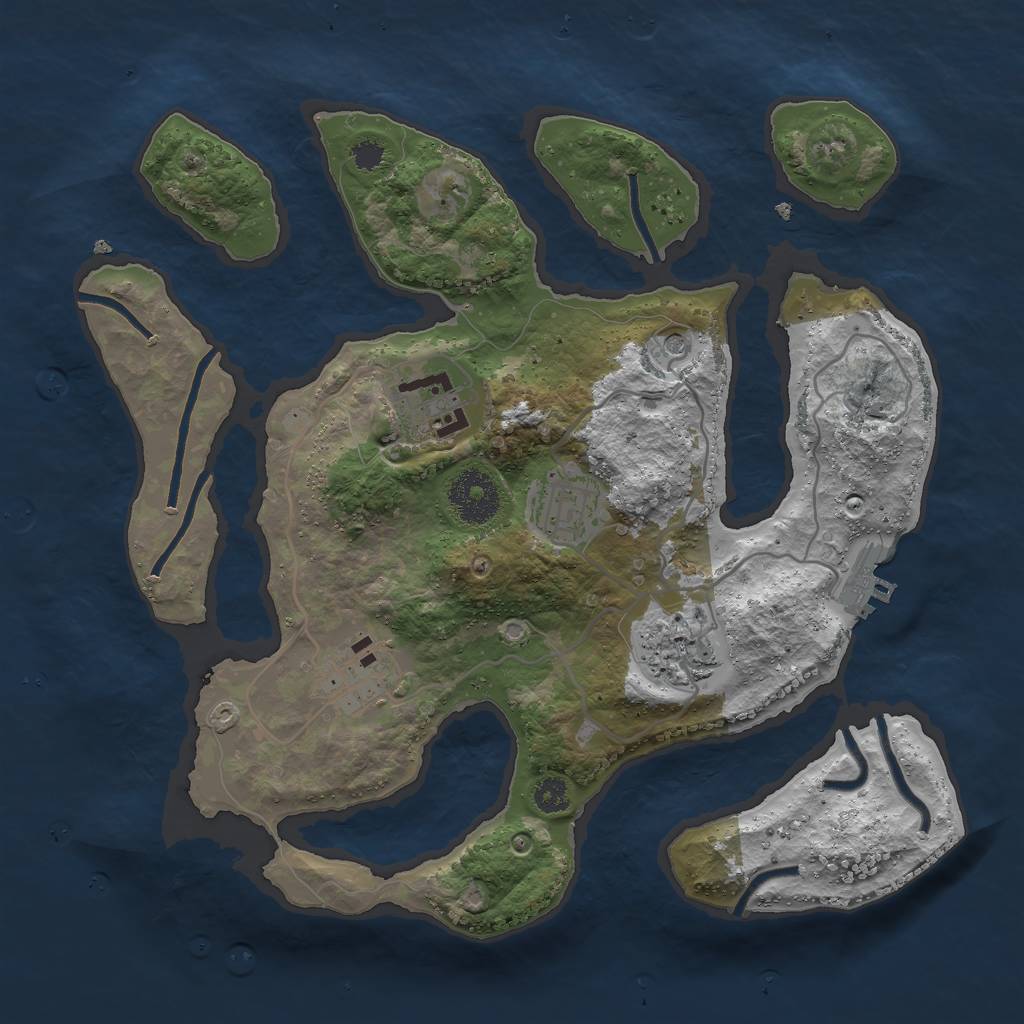 Rust Map: Procedural Map, Size: 3000, Seed: 1539573431, 8 Monuments