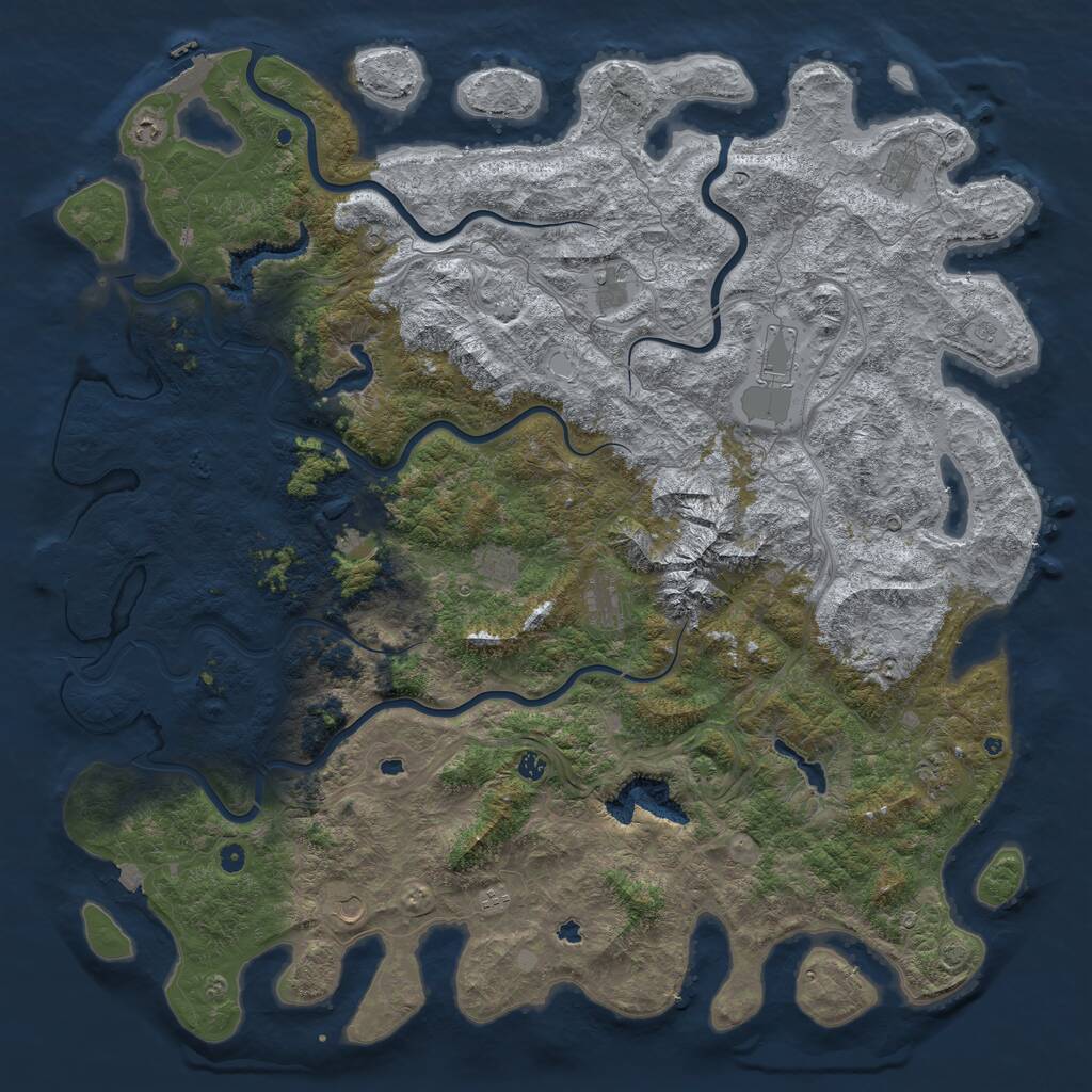 Rust Map: Procedural Map, Size: 6000, Seed: 172710899, 17 Monuments