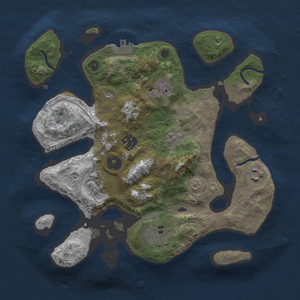 Rust Map: Procedural Map, Size: 3000, Seed: 1369013966, 10 Monuments