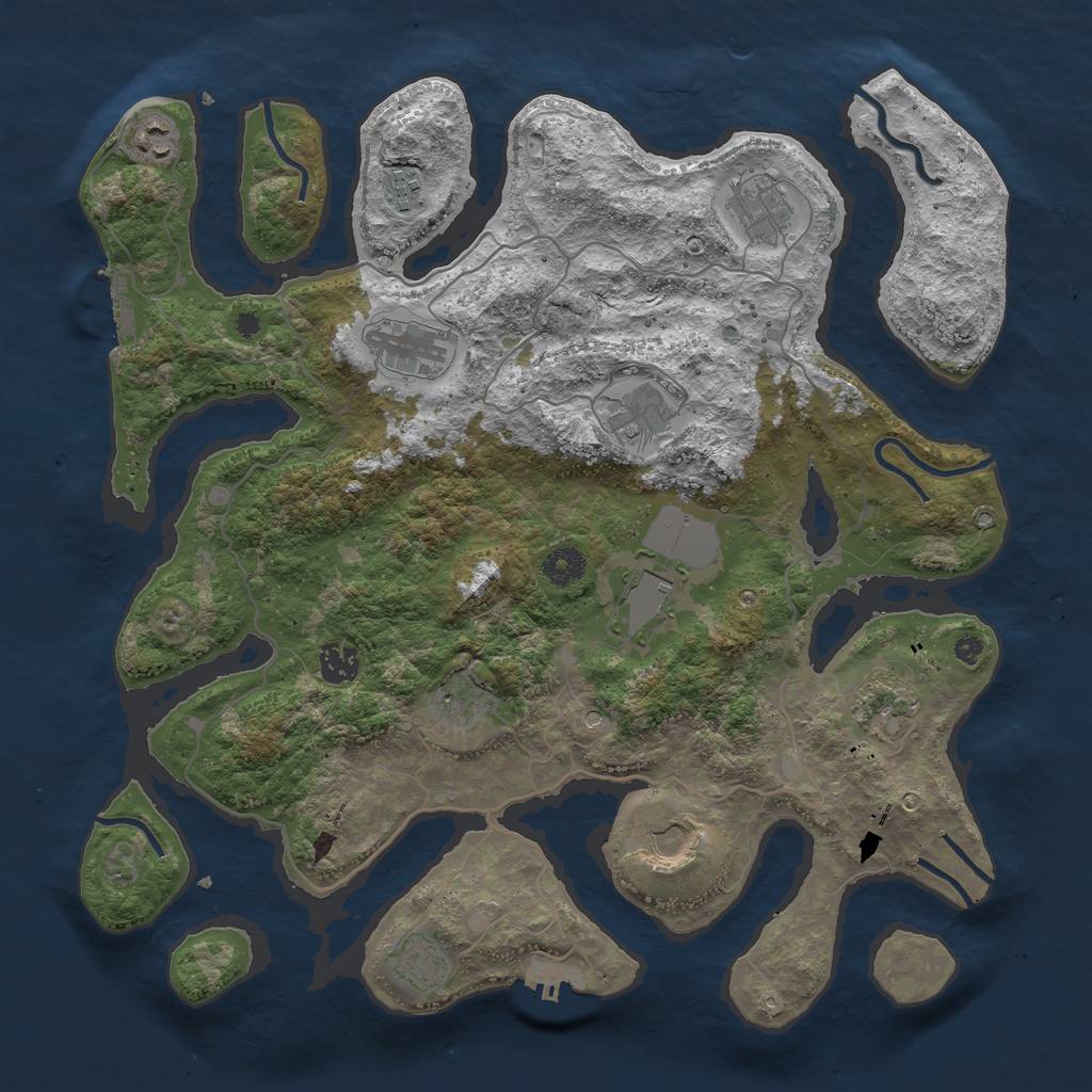 Rust Map: Procedural Map, Size: 4000, Seed: 397116761, 16 Monuments