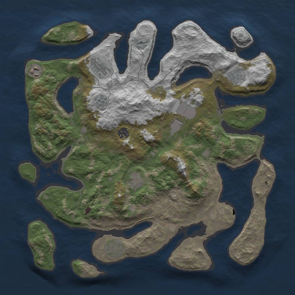 Rust Map: Barren, Size: 4100, Seed: 2945377, 11 Monuments