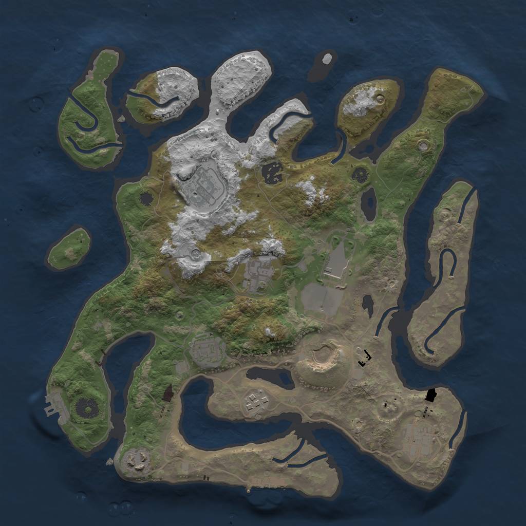 Rust Map: Procedural Map, Size: 3500, Seed: 1323936912, 14 Monuments