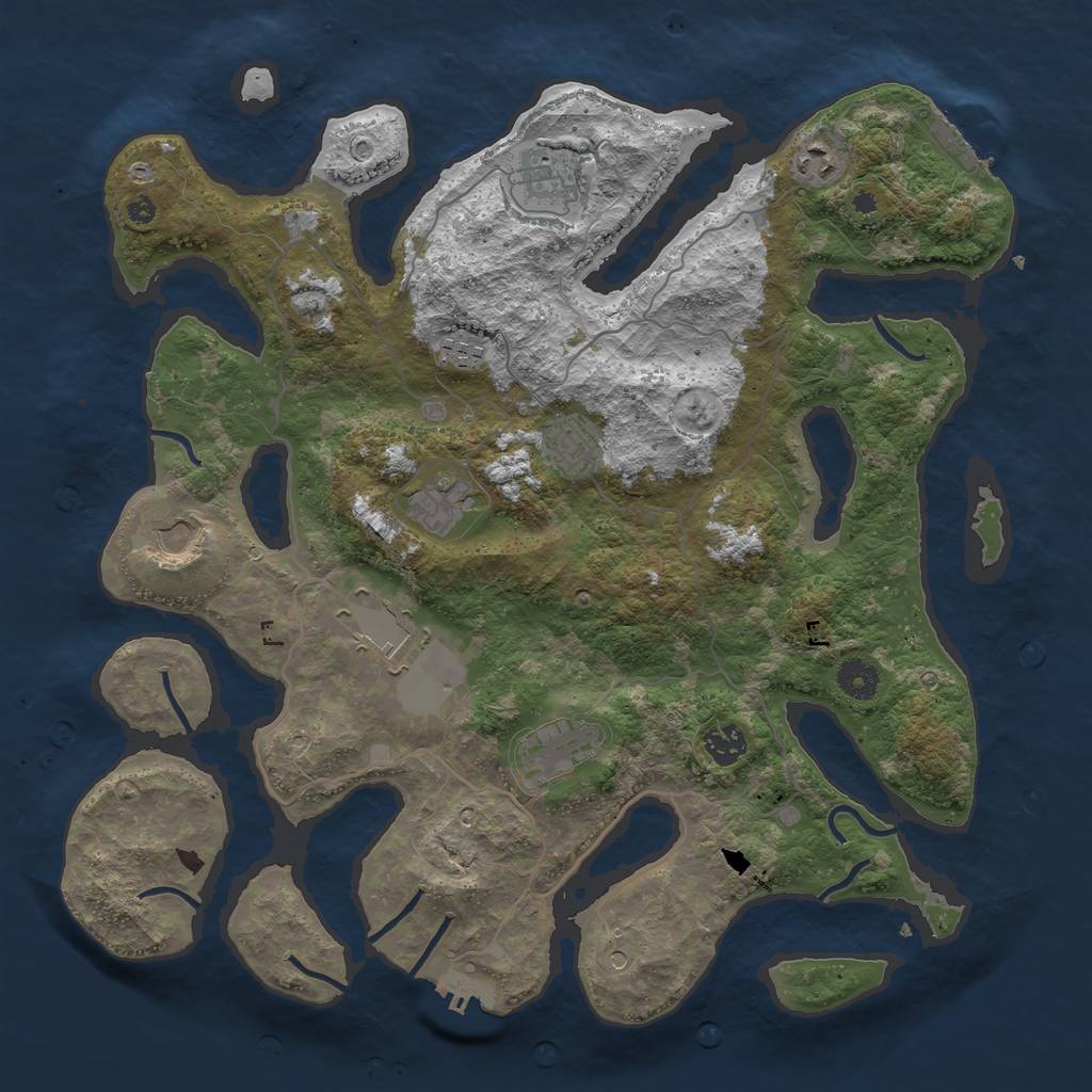 Rust Map: Procedural Map, Size: 4000, Seed: 523673, 14 Monuments