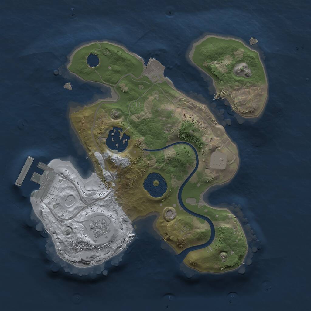 Rust Map: Procedural Map, Size: 2000, Seed: 34536, 4 Monuments