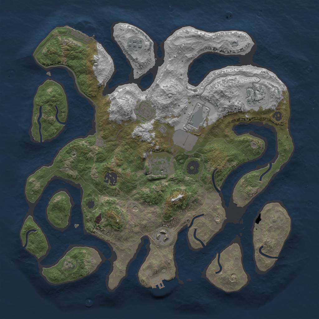 Rust Map: Procedural Map, Size: 3500, Seed: 85577, 12 Monuments
