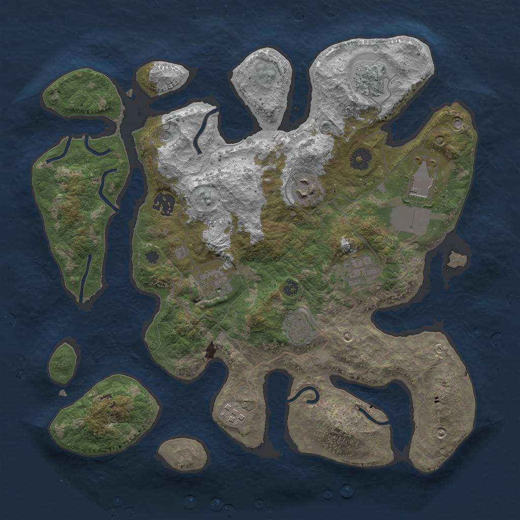 Rust Map: Procedural Map, Size: 3500, Seed: 1018507907, 11 Monuments