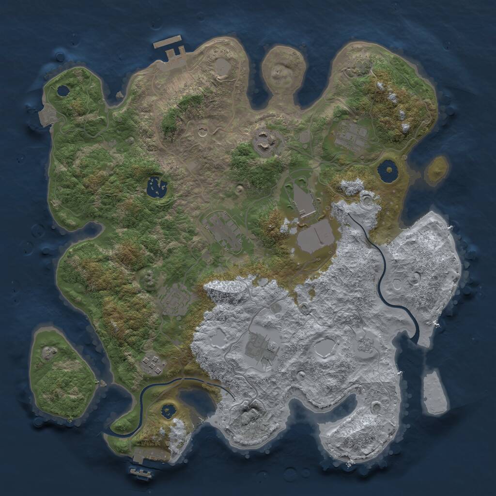 Rust Map: Procedural Map, Size: 3507, Seed: 1026072653, 14 Monuments