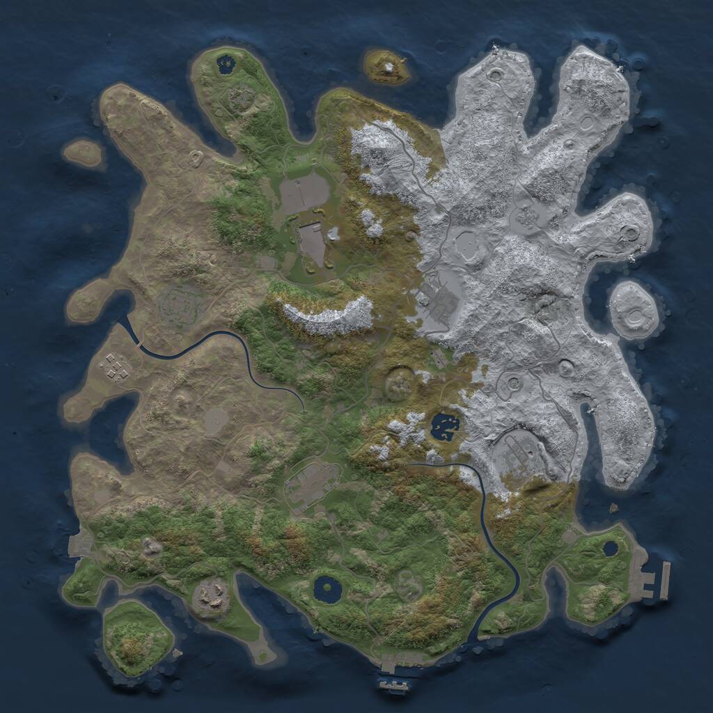 Rust Map: Procedural Map, Size: 3800, Seed: 48825693, 14 Monuments
