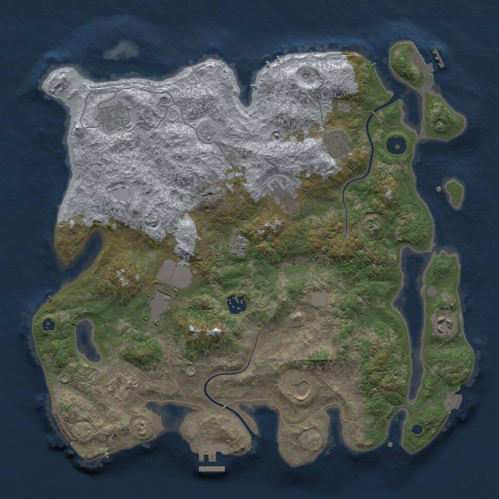 Rust Map: Procedural Map, Size: 3900, Seed: 397472395, 15 Monuments