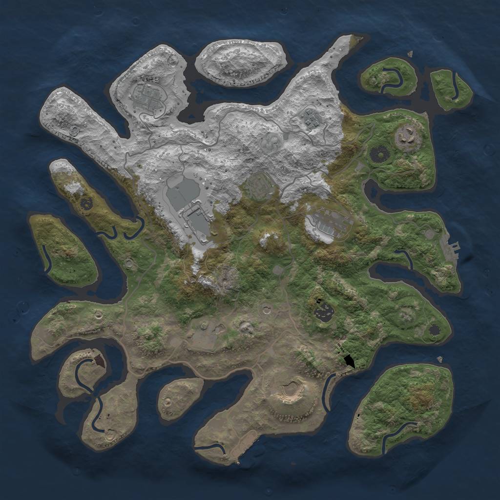 Rust Map: Procedural Map, Size: 4000, Seed: 340011491, 14 Monuments
