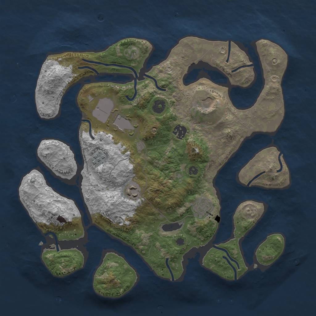 Rust Map: Procedural Map, Size: 3500, Seed: 2100766287, 8 Monuments