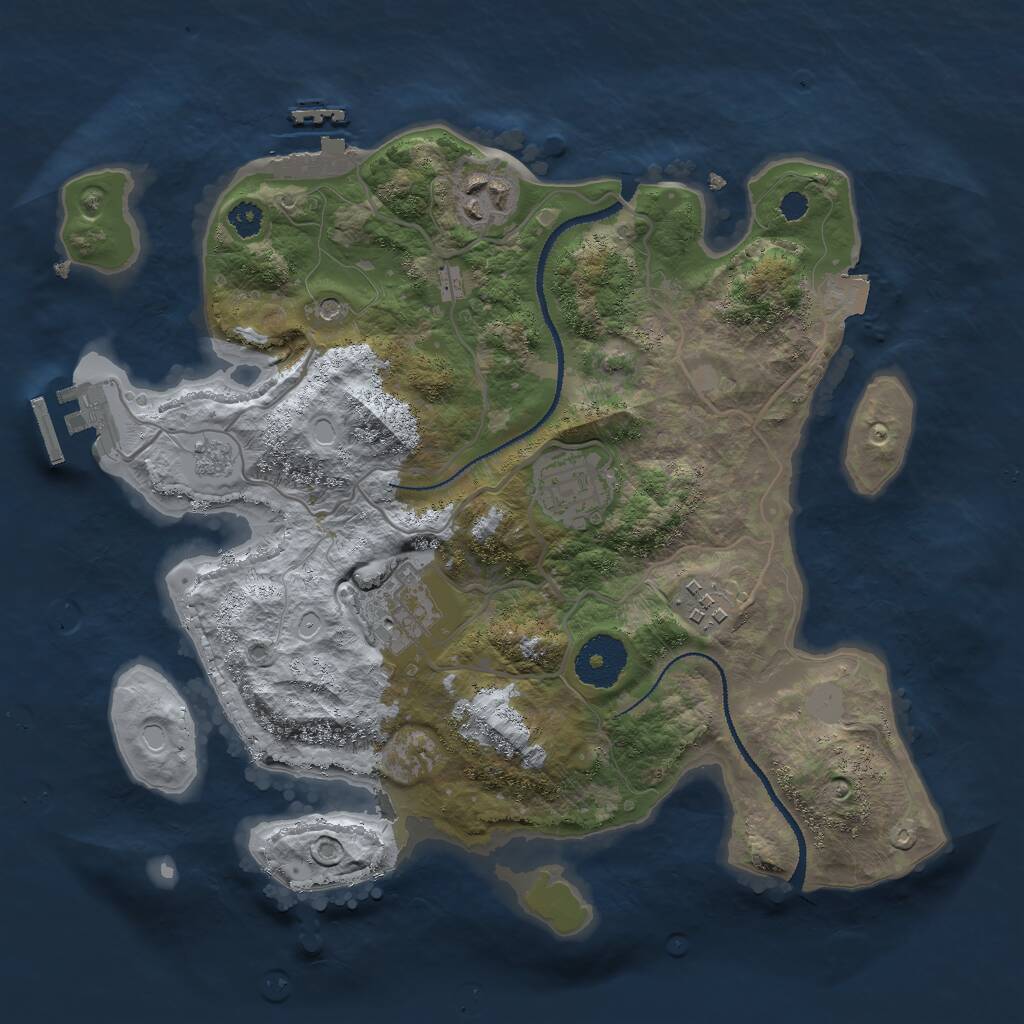 Rust Map: Procedural Map, Size: 3000, Seed: 44580200, 9 Monuments