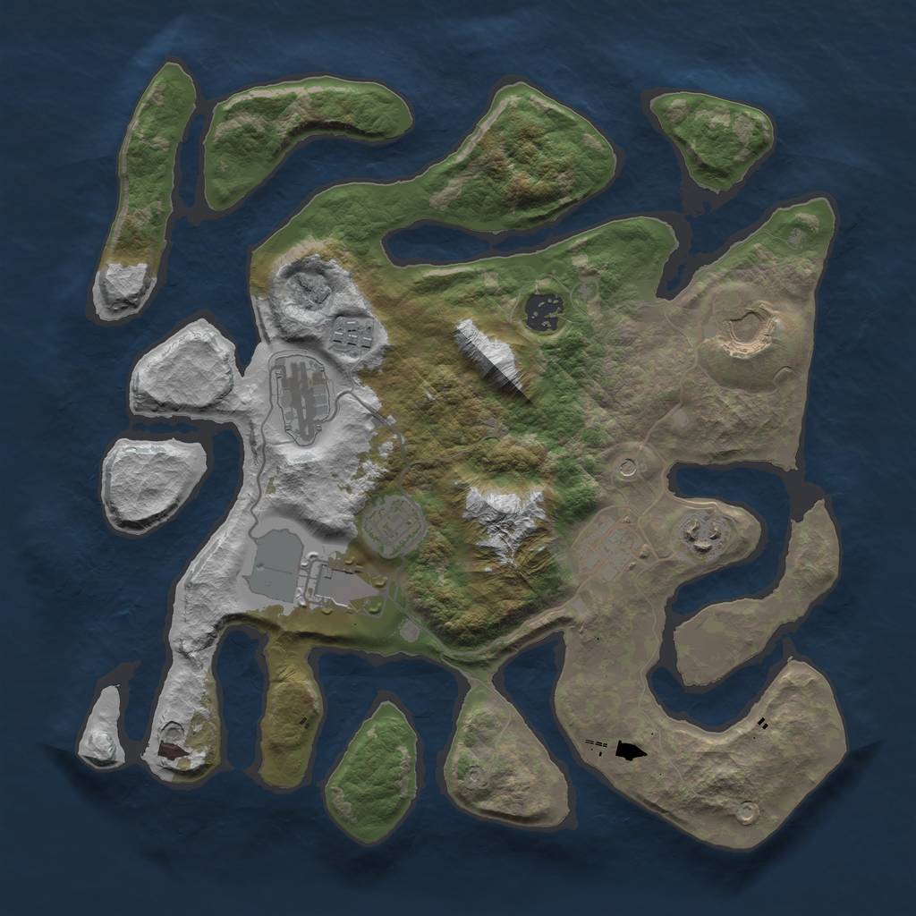 Rust Map: Barren, Size: 3500, Seed: 1213, 11 Monuments