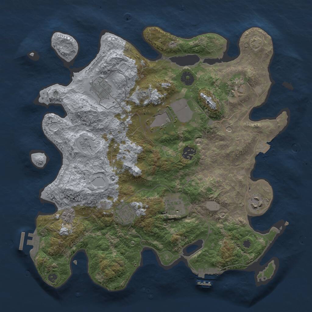 Rust Map: Procedural Map, Size: 3500, Seed: 8342343, 14 Monuments