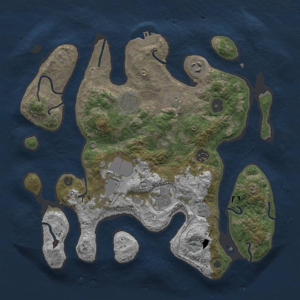 Rust Map: Procedural Map, Size: 3500, Seed: 366445533, 11 Monuments