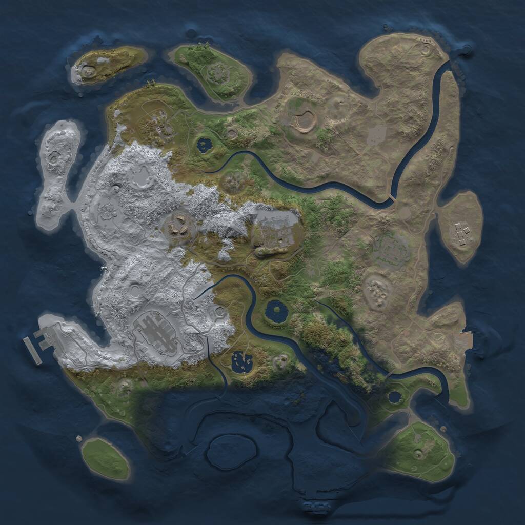 Rust Map: Procedural Map, Size: 3500, Seed: 528520, 14 Monuments