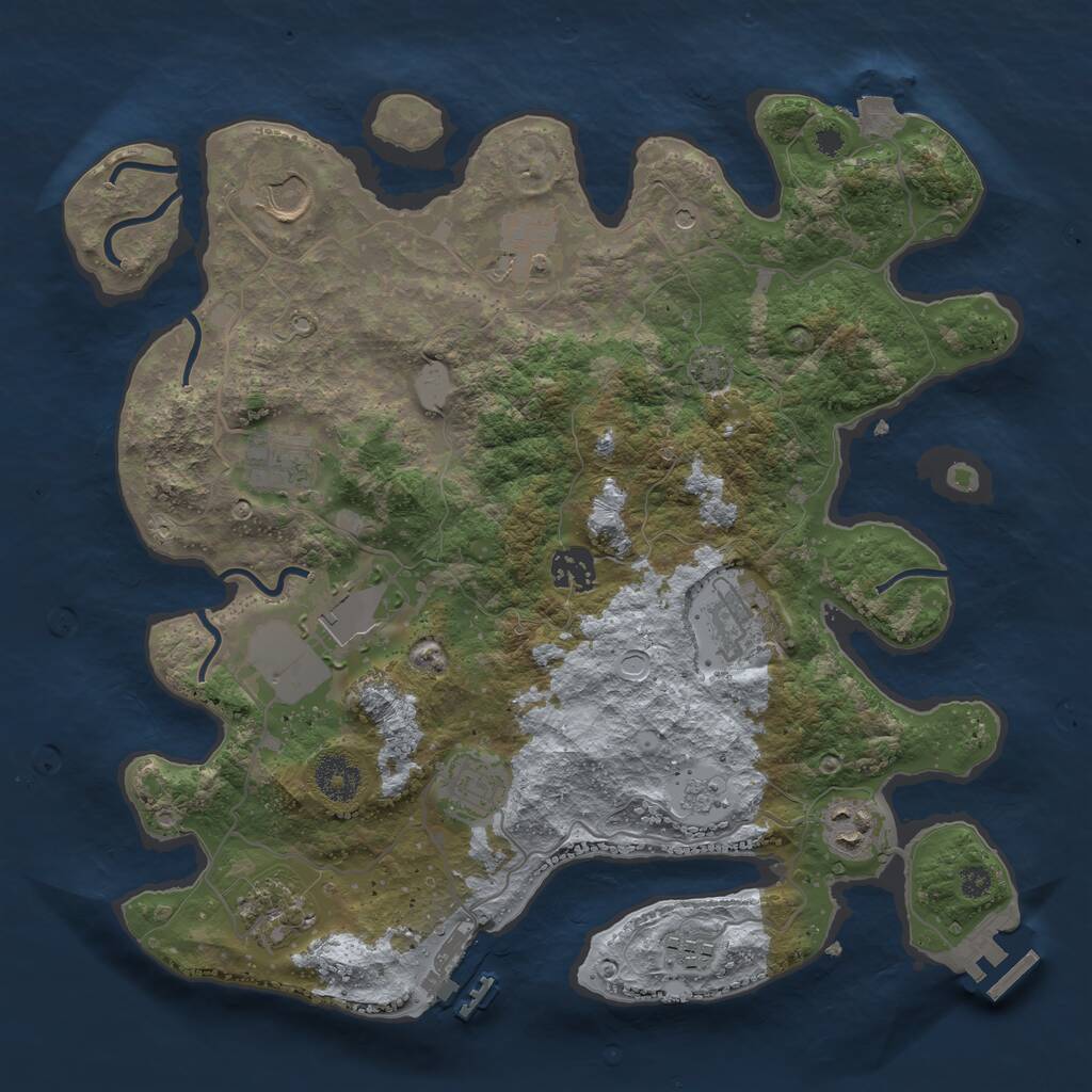 Rust Map: Procedural Map, Size: 3500, Seed: 7766, 16 Monuments