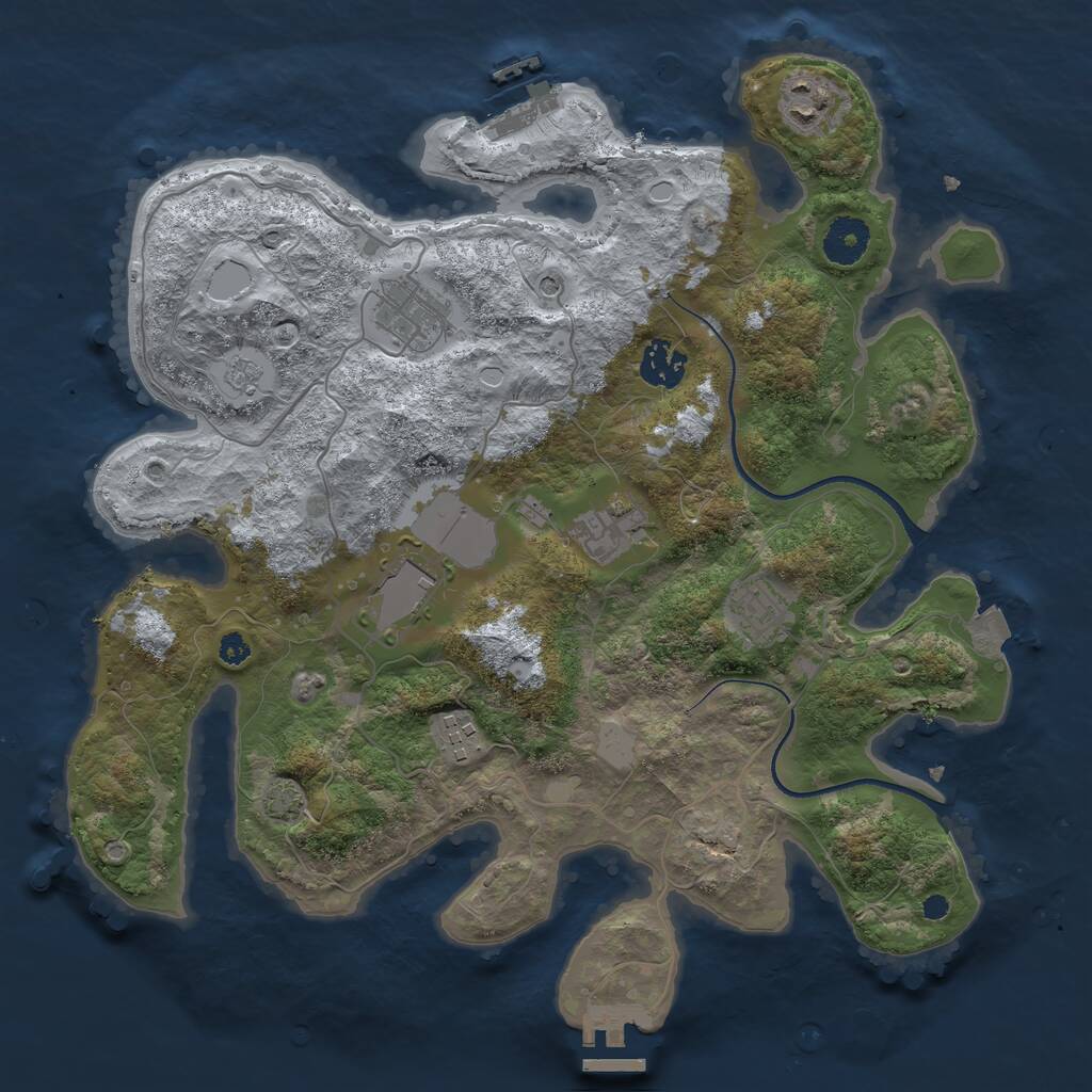 Rust Map: Procedural Map, Size: 3500, Seed: 55055, 13 Monuments