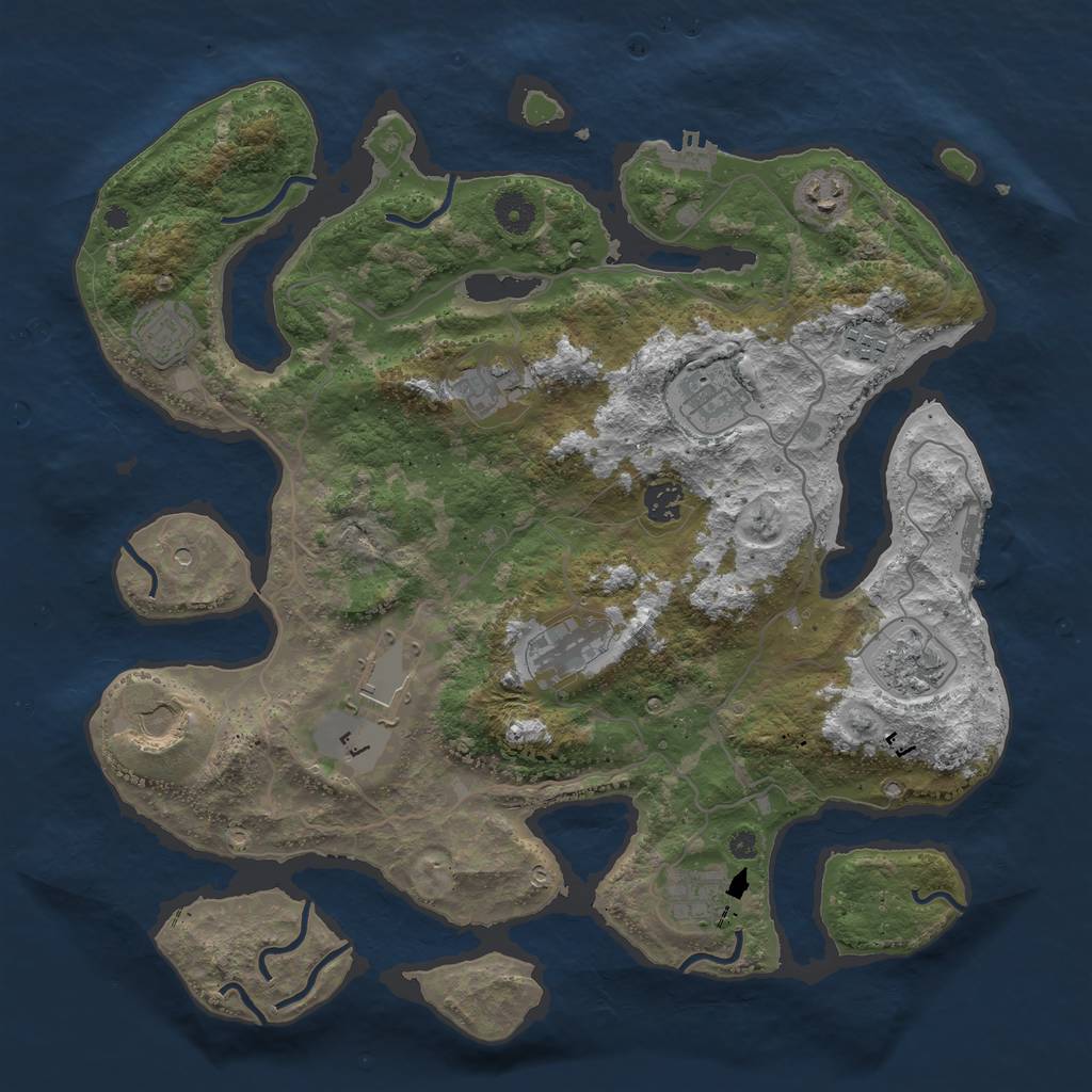 Rust Map: Procedural Map, Size: 4000, Seed: 916838408, 16 Monuments