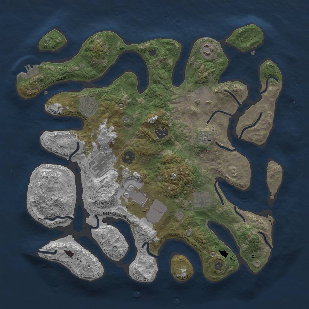 Rust Map: Procedural Map, Size: 3600, Seed: 639234, 12 Monuments