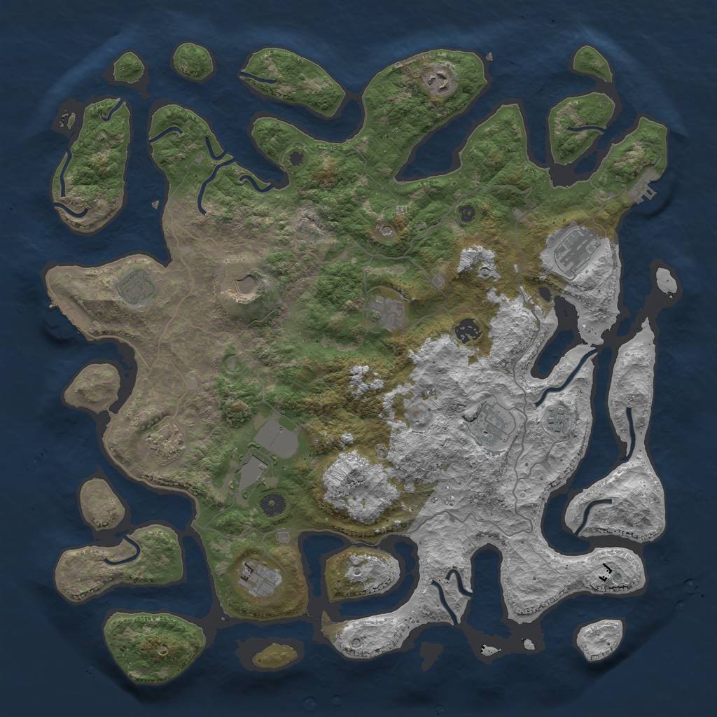 Rust Map: Procedural Map, Size: 4500, Seed: 127580404, 16 Monuments