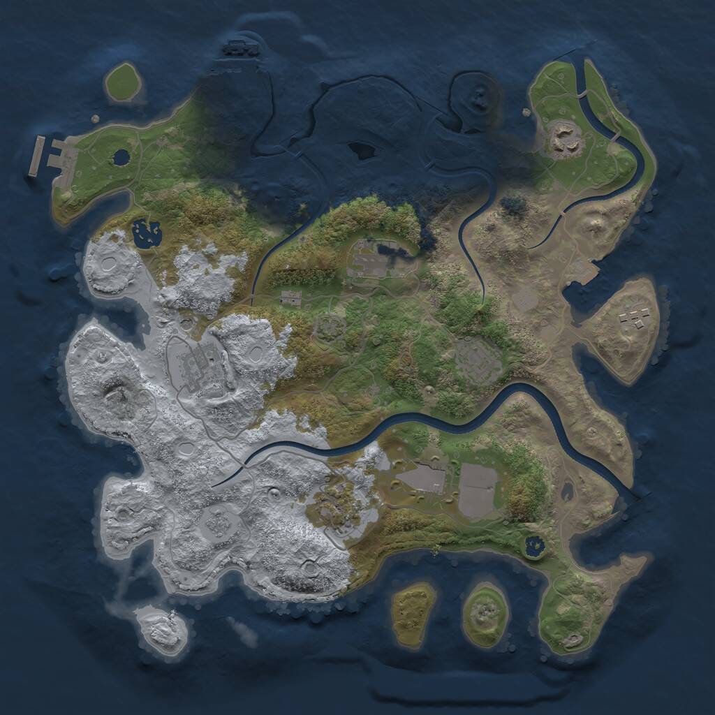 Rust Map: Procedural Map, Size: 3500, Seed: 1127055624, 14 Monuments