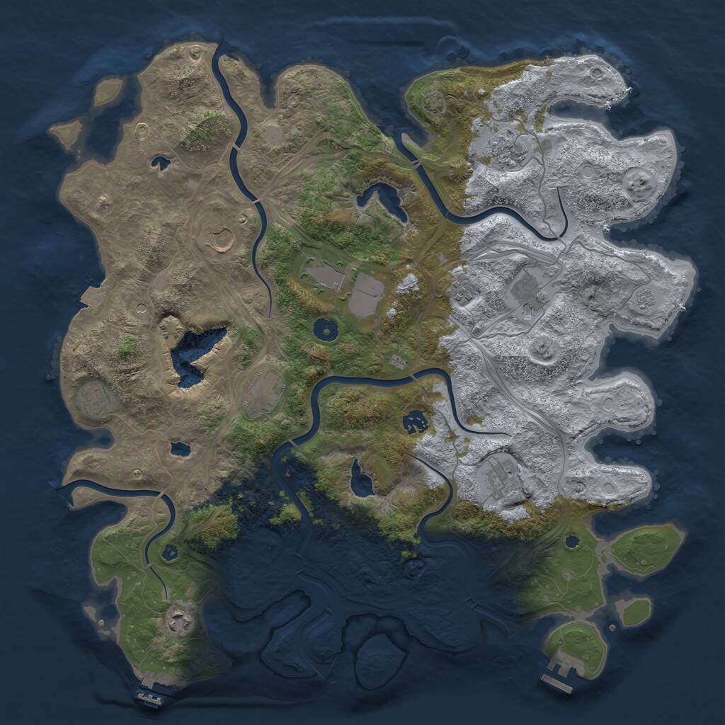 Rust Map: Procedural Map, Size: 4500, Seed: 977, 16 Monuments