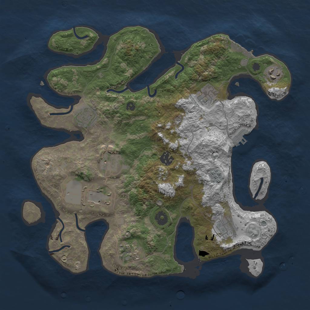 Rust Map: Procedural Map, Size: 3500, Seed: 1317092772, 14 Monuments