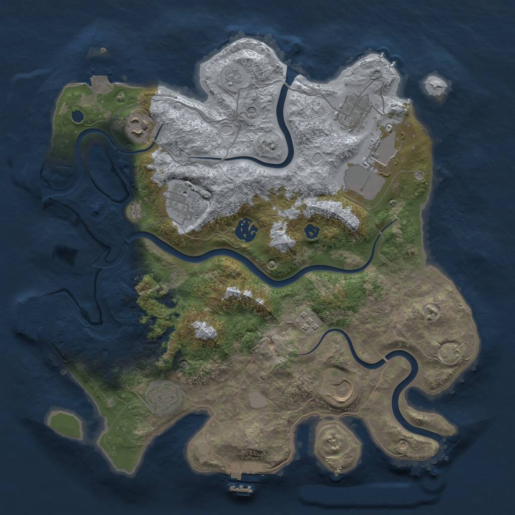 Rust Map: Procedural Map, Size: 3500, Seed: 19801119, 14 Monuments