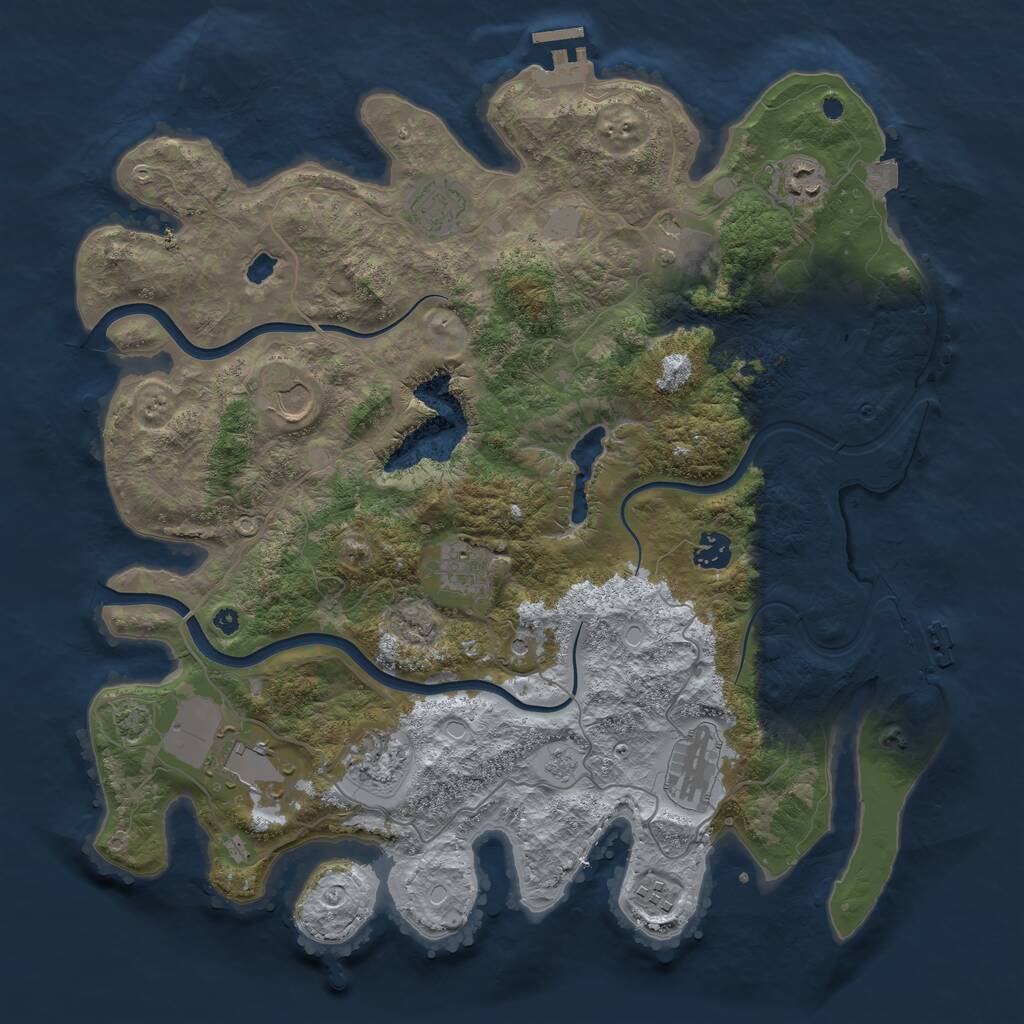 Rust Map: Procedural Map, Size: 4000, Seed: 2420421, 16 Monuments