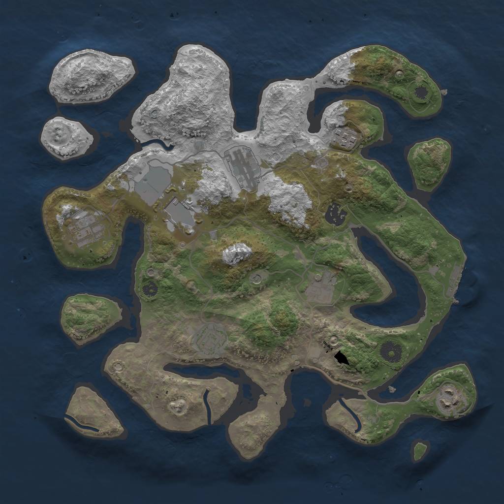 Rust Map: Procedural Map, Size: 3500, Seed: 2359101, 12 Monuments