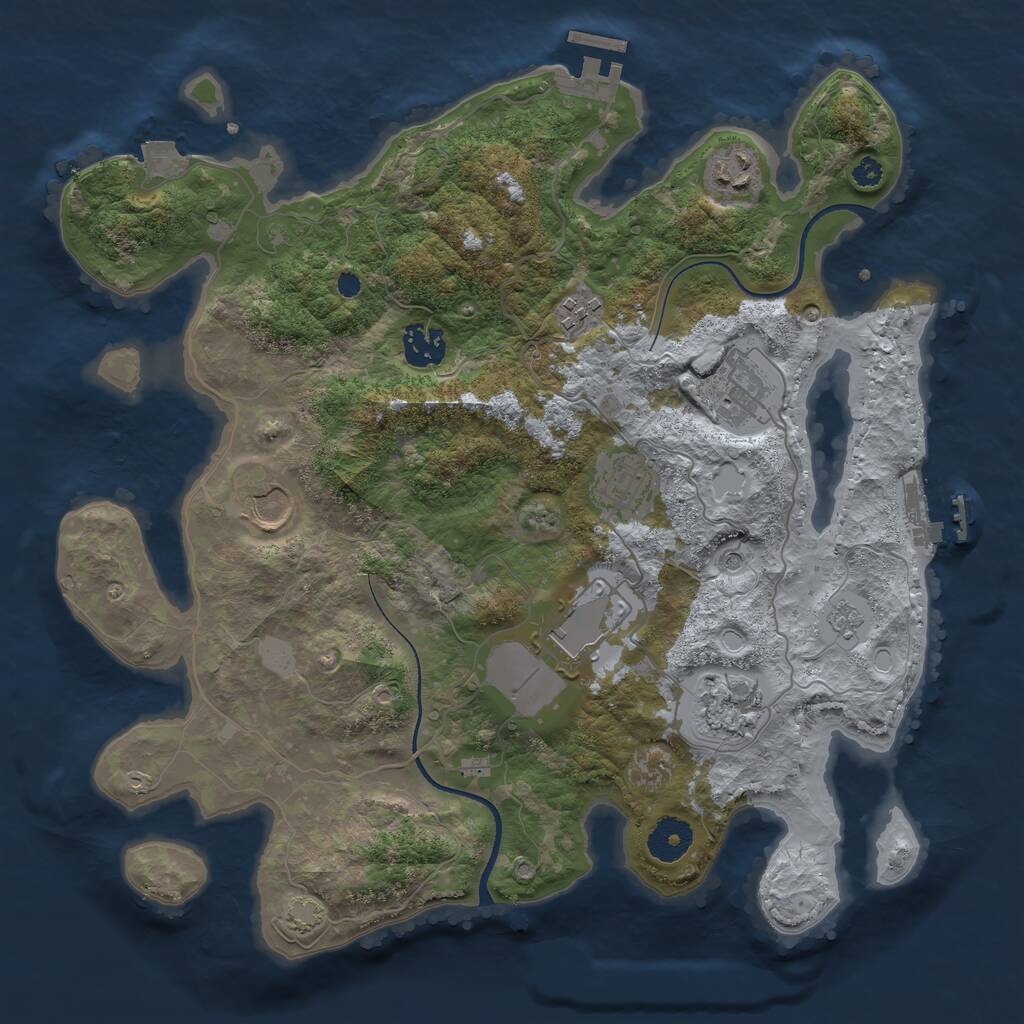 Rust Map: Procedural Map, Size: 3500, Seed: 717195, 14 Monuments